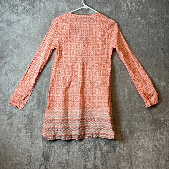 Athleta Del Sol Tunic Womens Sz S Pale Peach Cover Up Long Sleeve Lightweight - Picture 3 of 5